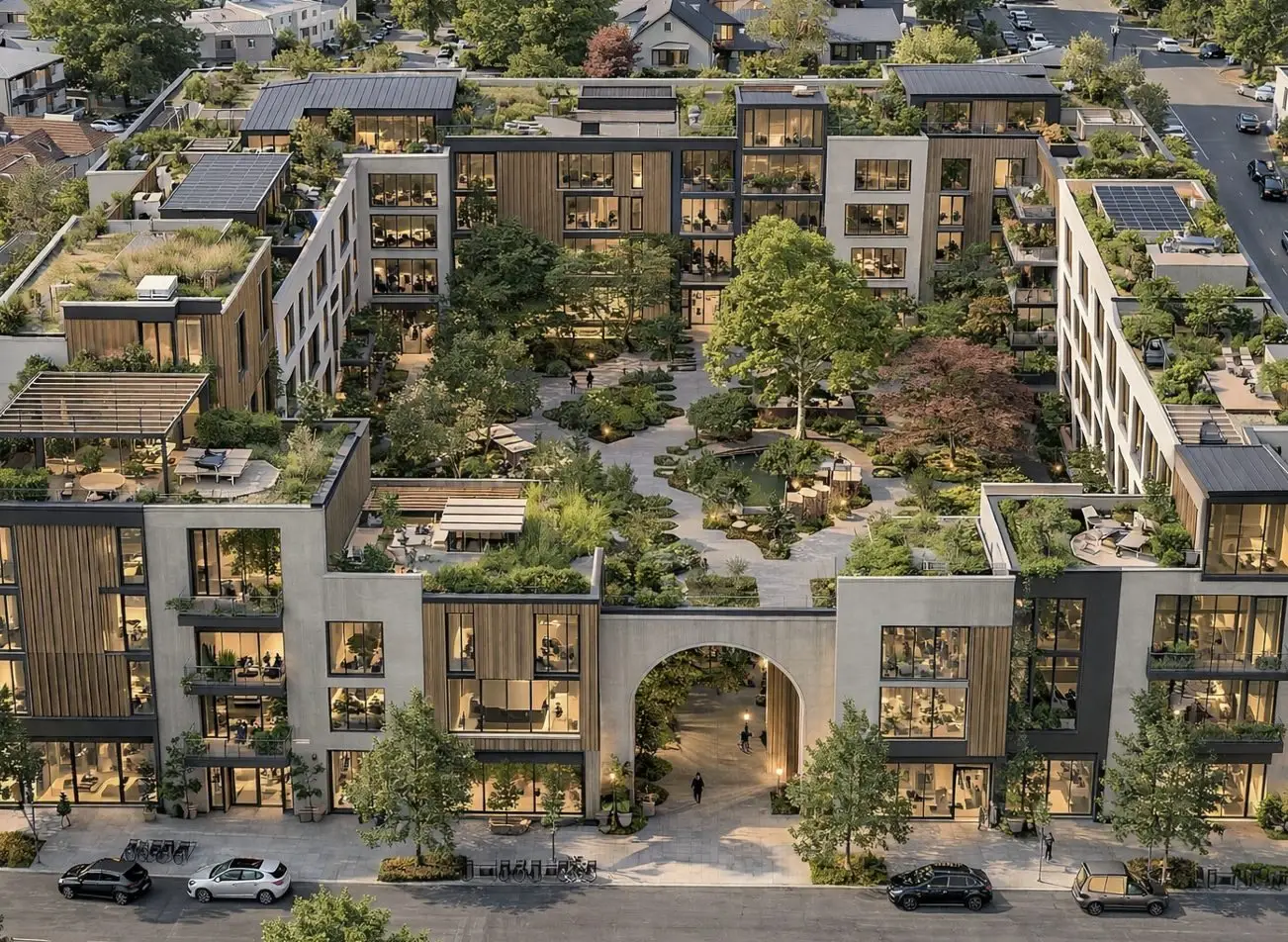 The first courtyard block from above.